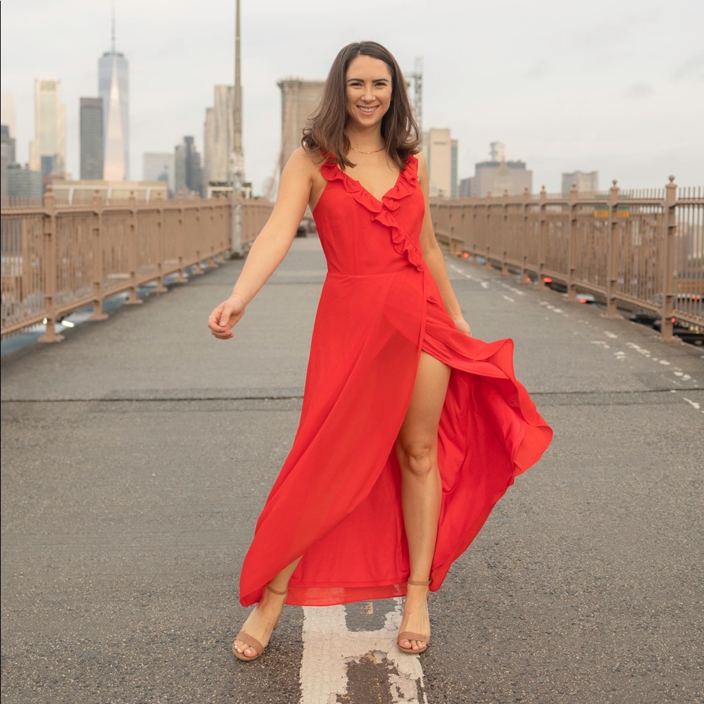 Flowy red maxi dress